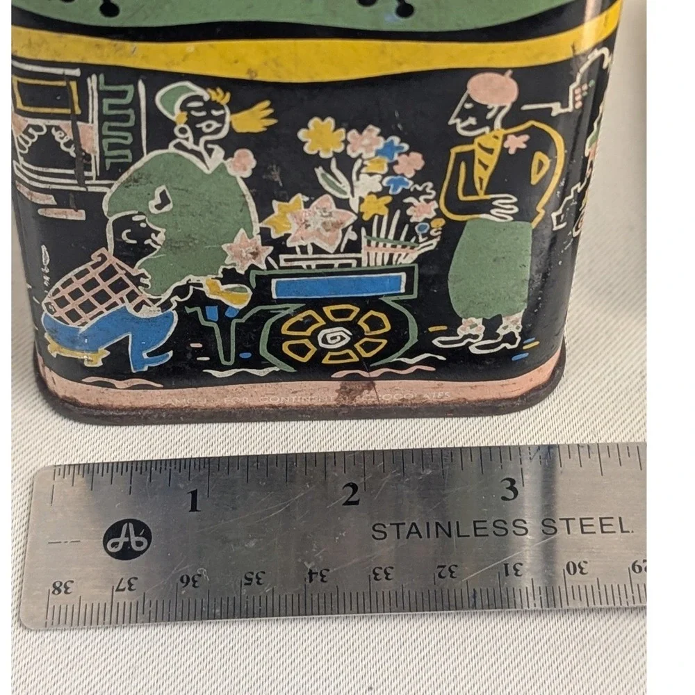 Vintage Distressed Bartons Bonbonniere Tin NYC Mid-century Parisian lithography